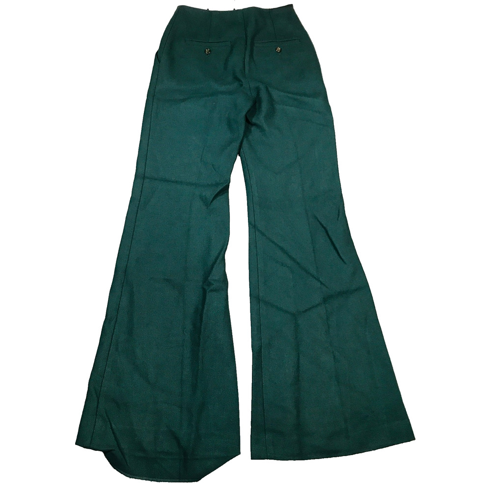 Argent Women 0 Tailored Flare Trouser Pants Seasonless Wool Blend Green Flaw AX1 - Picture 6 of 12